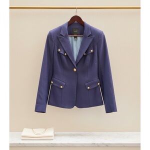 Chic Blue Women's Smythe Blazer with Gold Accents